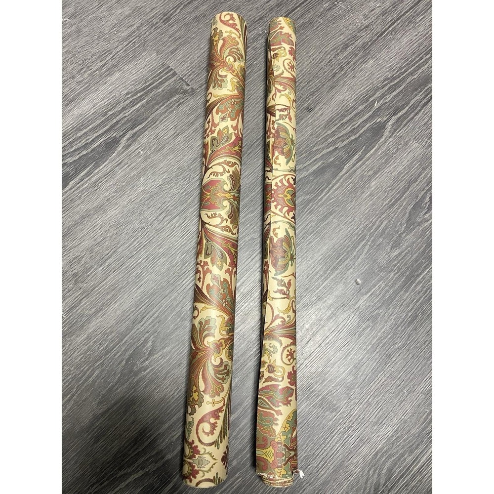 Vtg 2 Ralph Lauren Stripe Floral Cottage Wallpaper One Roll Tan/Red Opened